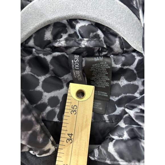 Puffer Jacket Animal Print Bisou Bisou Women’s Size M black/white - Picture 11 of 11